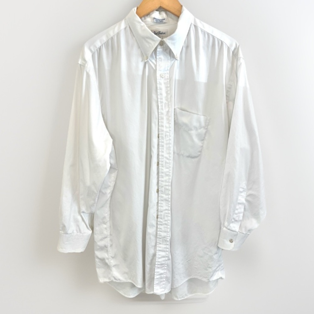 Paul Fredrick Men’s Pinpoint Oxford 100% Cotton Shirt White 18.5 x 34